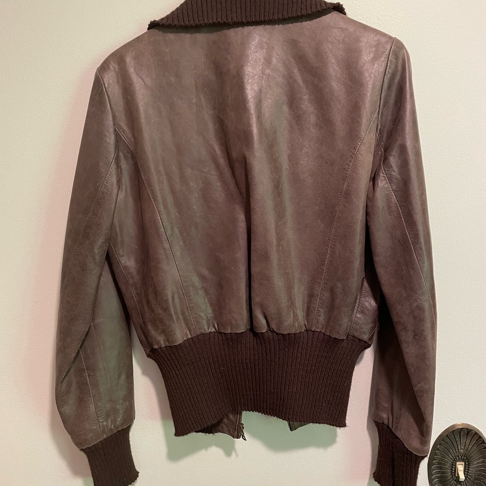 Women’s John Carlisle Essentials Leather Bomber Jack - Brown - Size M - Picture 2 of 3